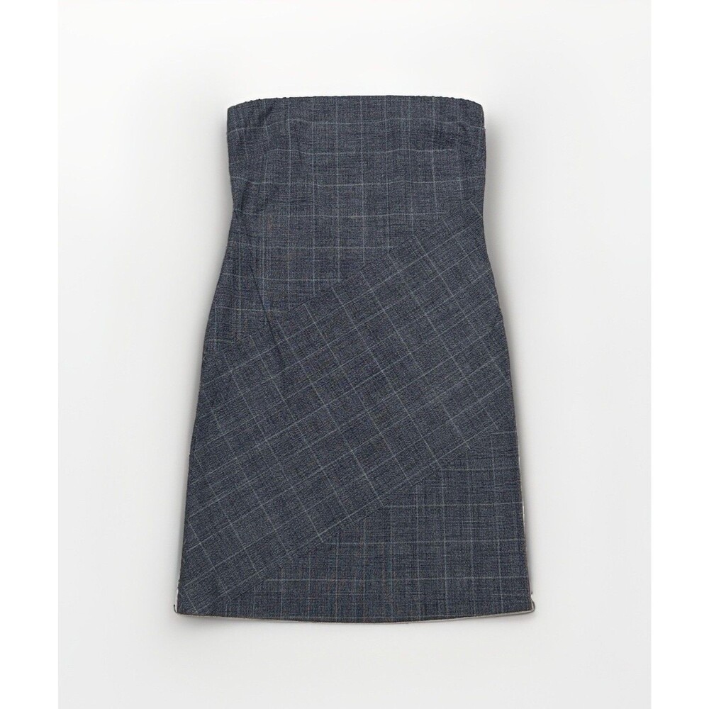 Vintage Richard Tyler Collection Gray Plaid Strapless Wool Dress 90s Y2K Size 10